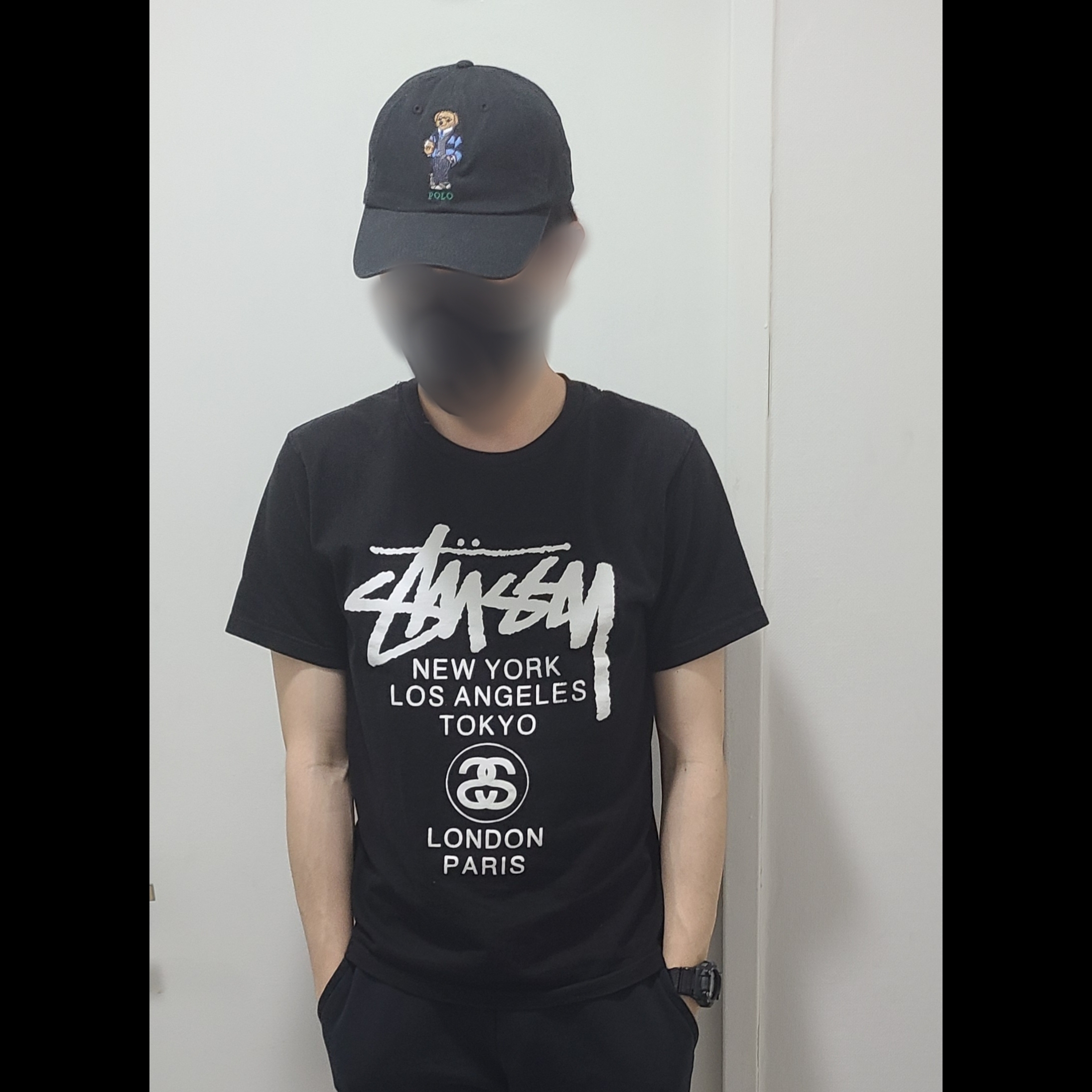 Stussy World Tour T-Shirt Black 2024,2025, Stussy World Tour T-Shirt Black 2023 착용 스타일