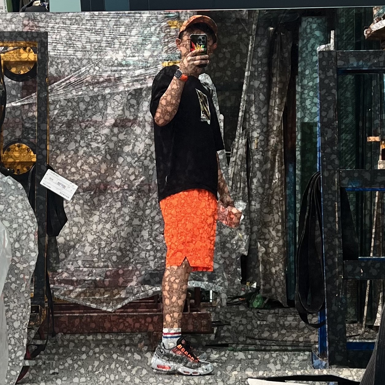 Nike x Kim Jones Air Max 95 Total Orange, Supreme Washed Canvas Camp Cap Orange Camo - 24SS 착용 스타일