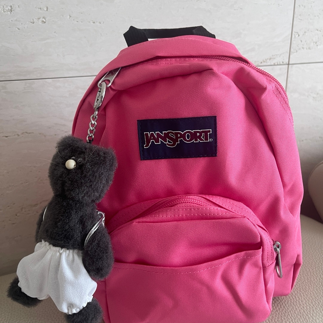 Jansport Half Pint Mini Backpack Posh Pink 착용 스타일