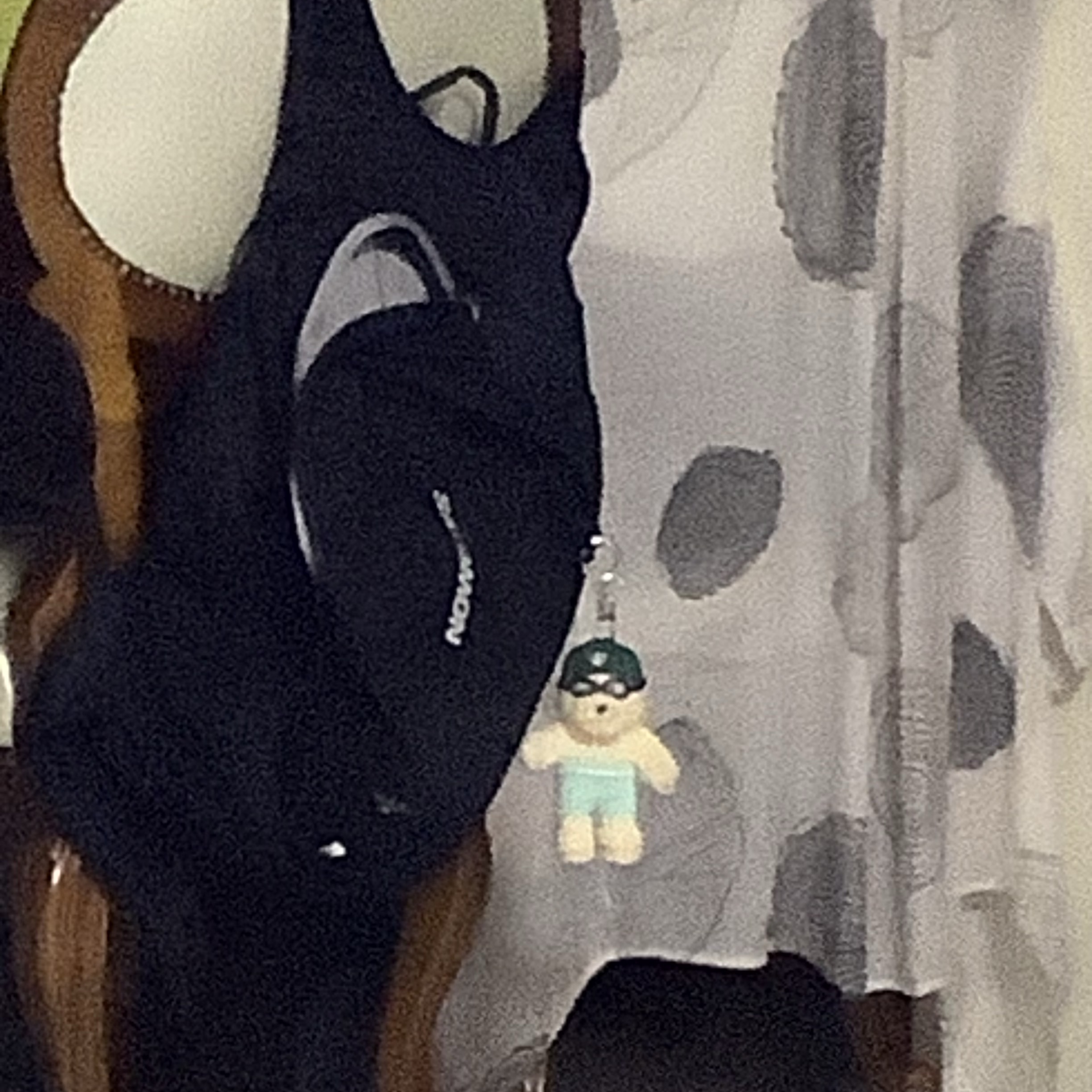 Starbucks Swimming Bearista Keychain, Salomon Trailblazer 20 Black (New Ver.) 착용 스타일