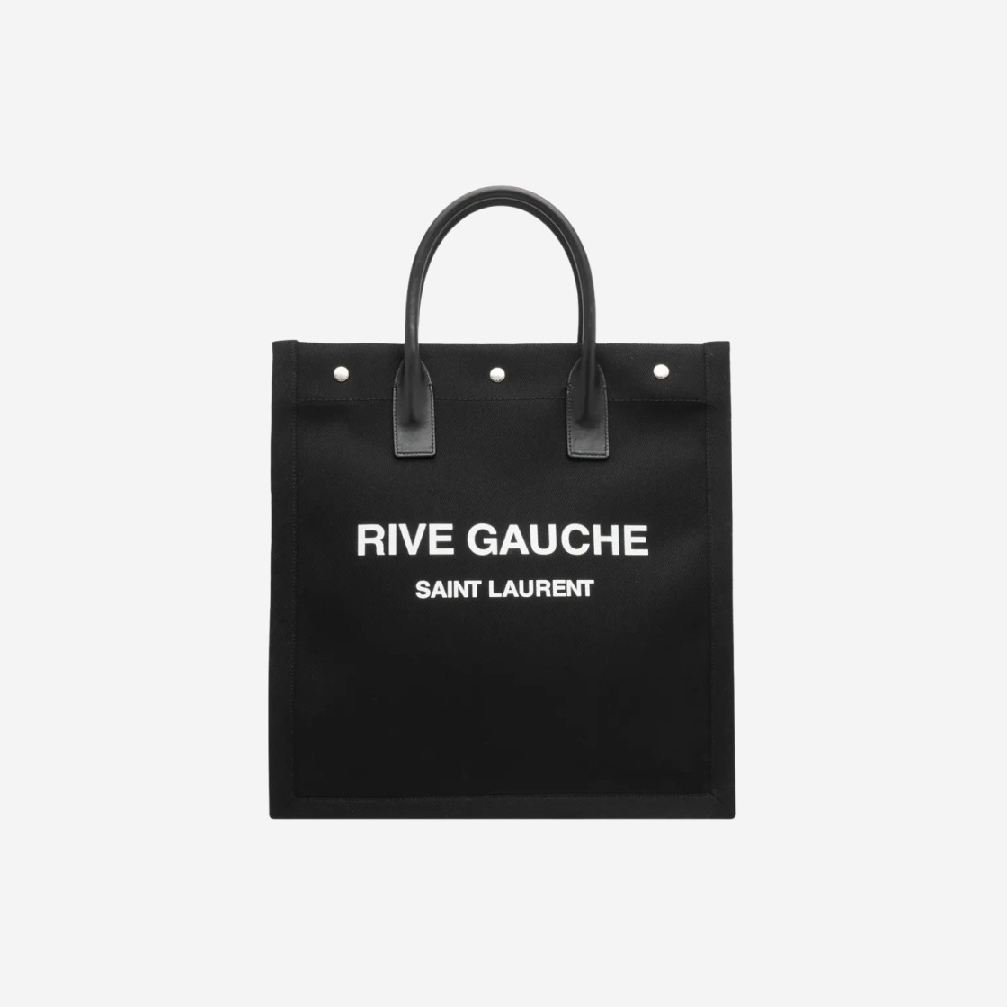 Saint Laurent Rive Gauche N/S Tote Bag in Cotton Canvas and Leather Black 상세 이미지 1