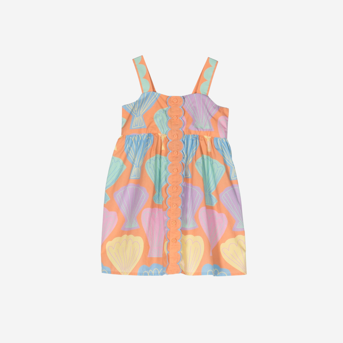TU1C52Z1596404MC (Kids) Stella McCartney Seashell Print Flared Dress Light Orange Multicolour