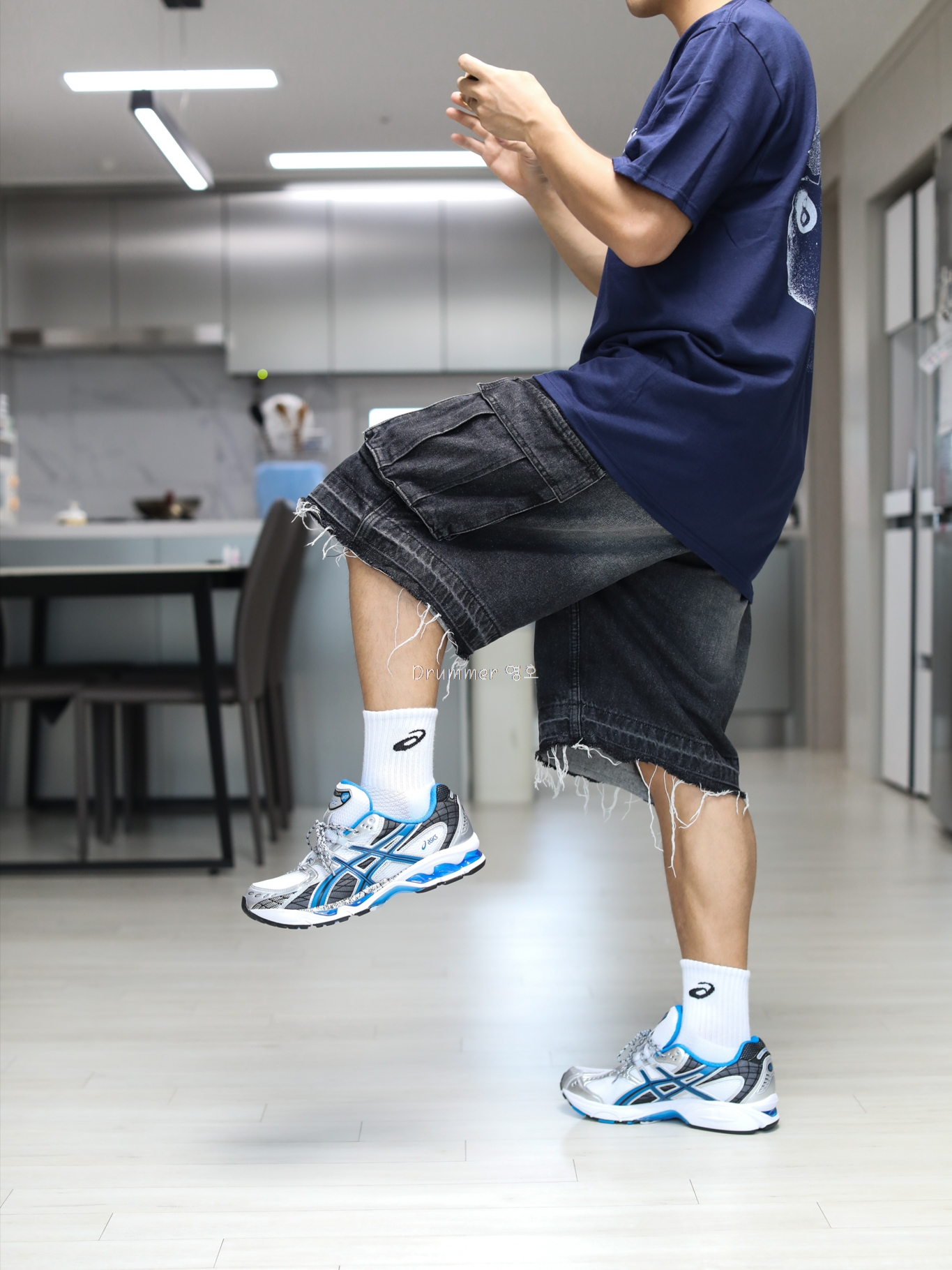 Asics Gel-Nimbus 10.1 White Directoire Blue 착용 스타일