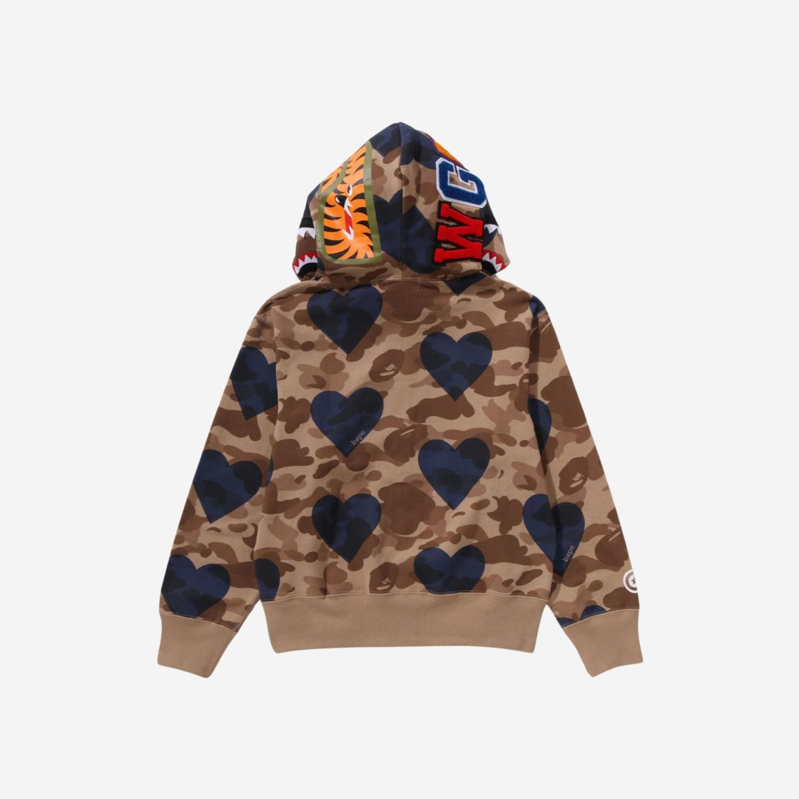 (W) BAPE I Love Bape Shark Full Zip Hoodie Brown 상세 이미지 3