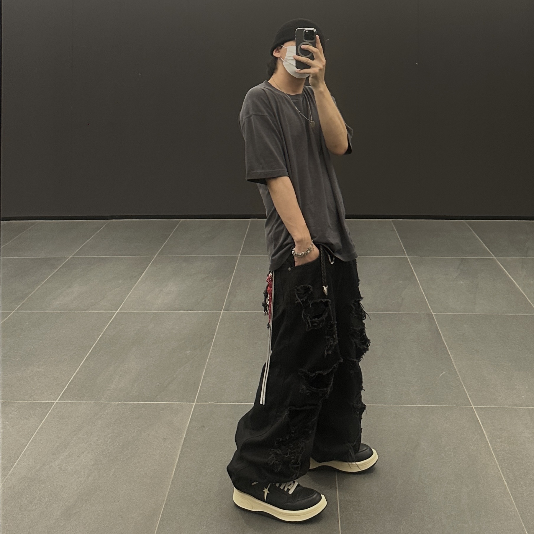 Converse x Drkshdw Turbowpn Black Cream 착용 스타일