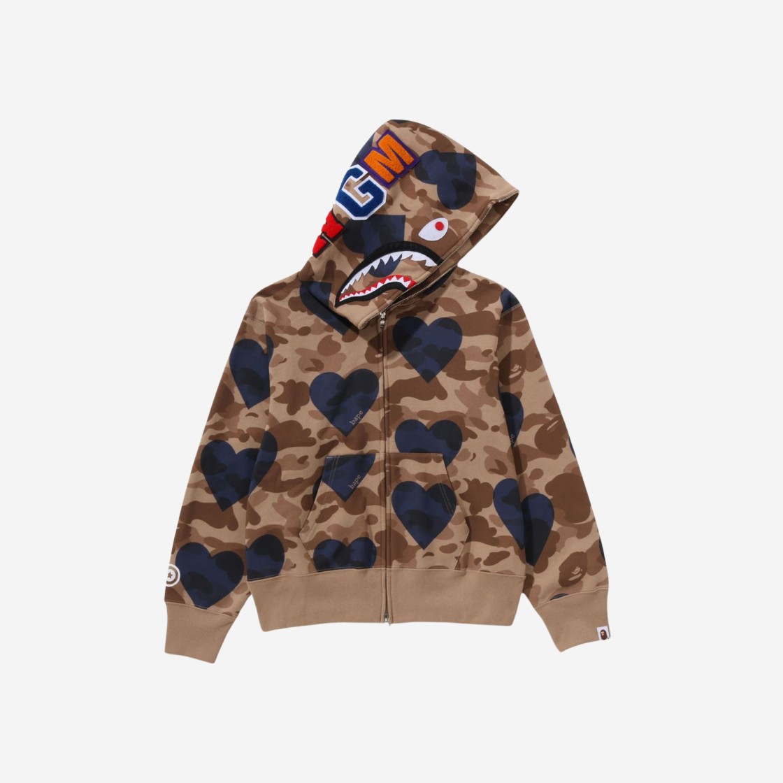 (W) BAPE I Love Bape Shark Full Zip Hoodie Brown 상세 이미지 1