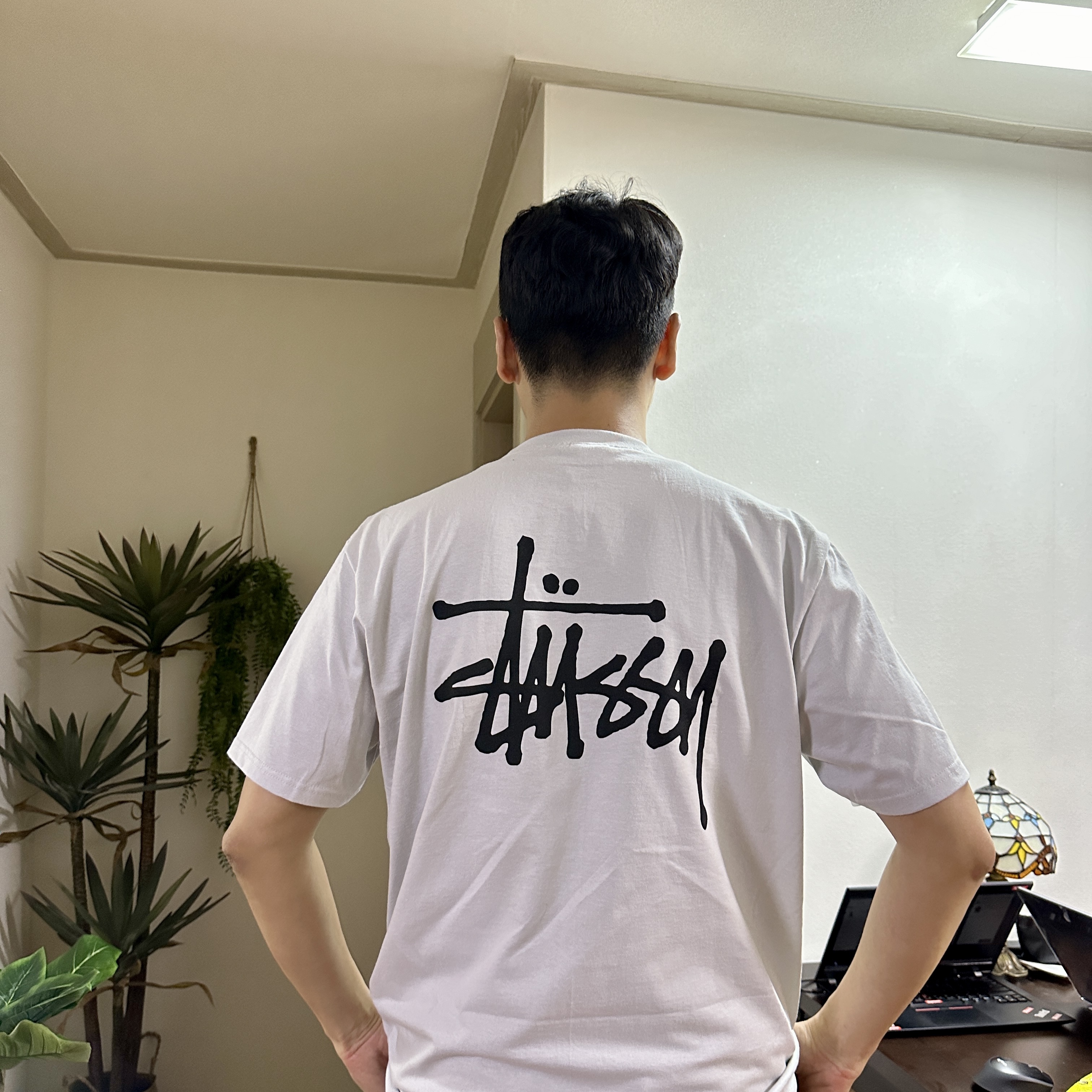 Stussy Basic Stussy T-Shirt Fog 2024 착용 스타일 - 1