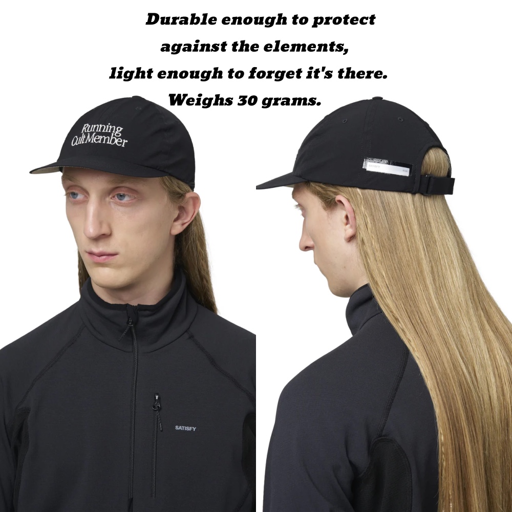Satisfy Peaceshell Running Cap Black 착용 스타일
