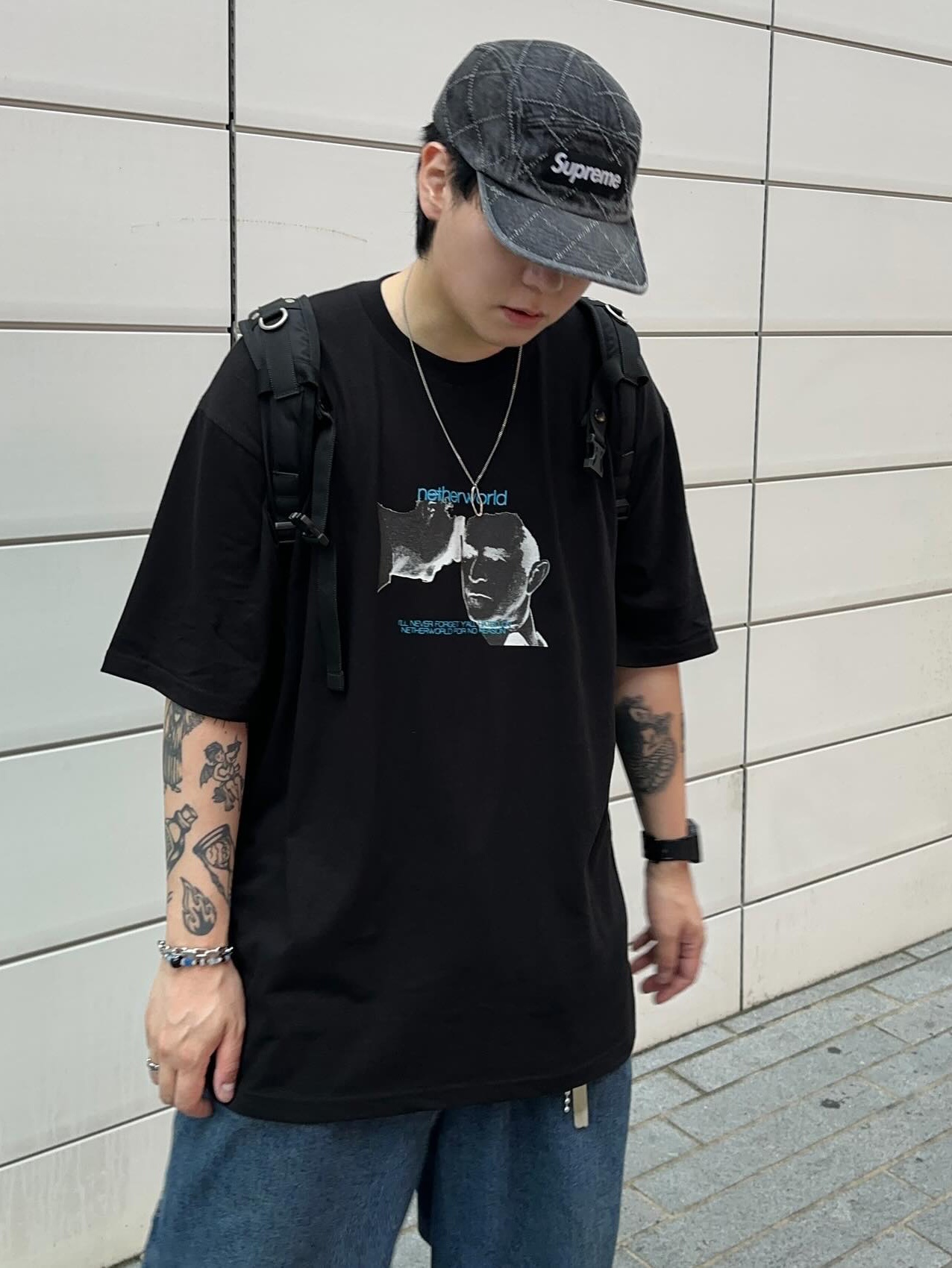 Netherworld Thorny Tee Black 착용 스타일 - 2