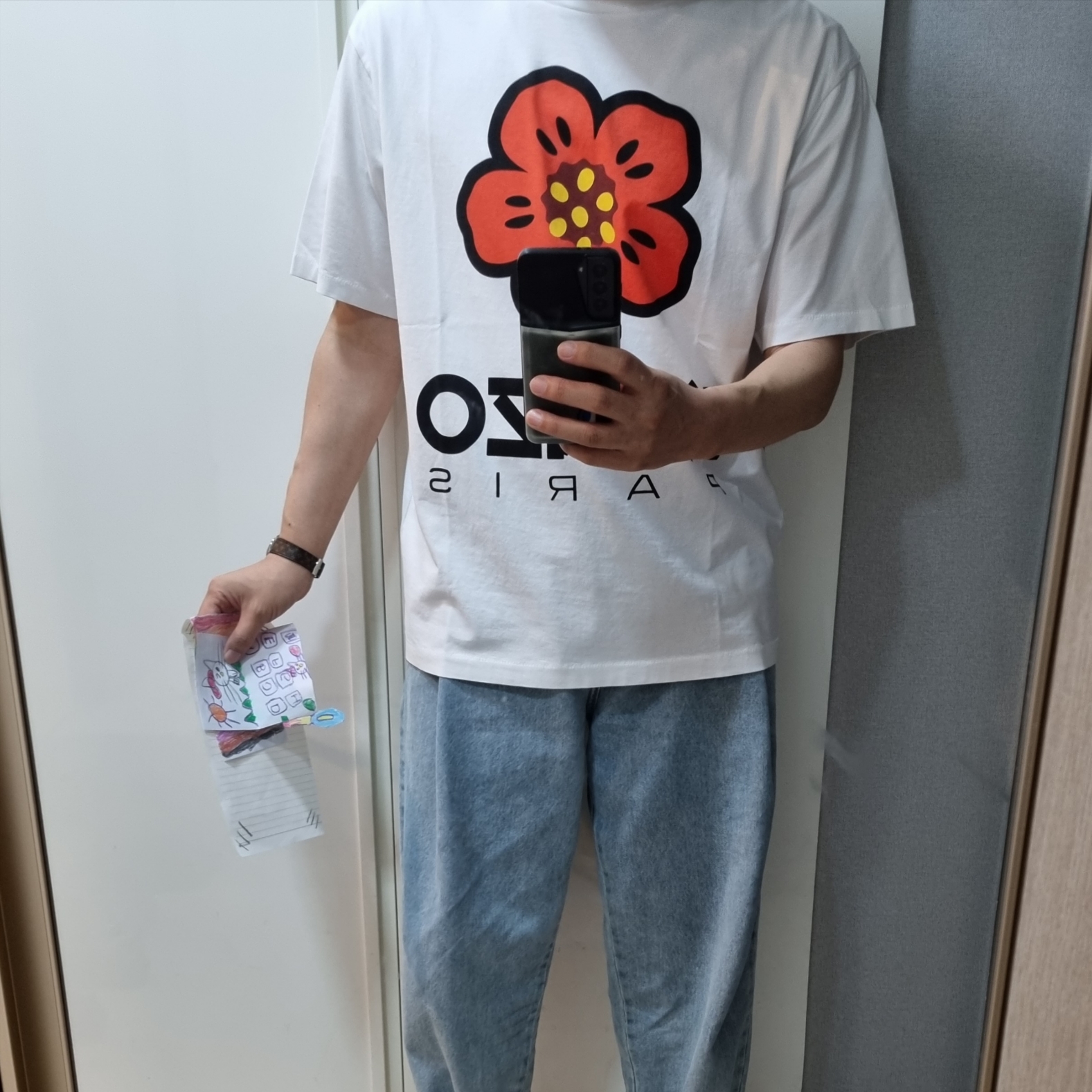 Kenzo Boke Flower T-Shirt White 착용 스타일