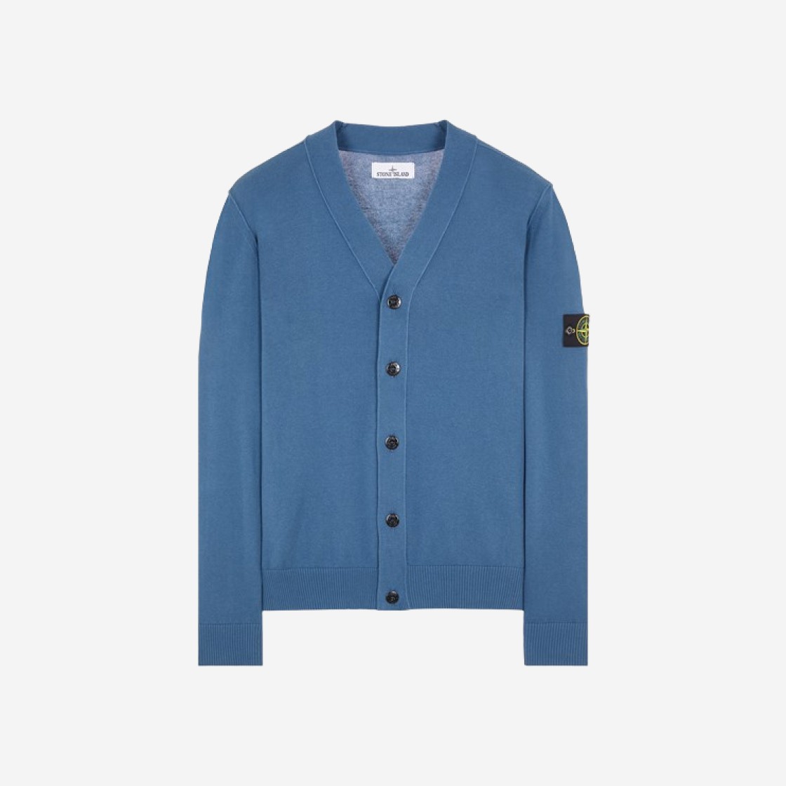 Stone Island 516B2 Wappen Patch V-Neck Knit Cardigan Avio Blue - 24SS 상세 이미지 1