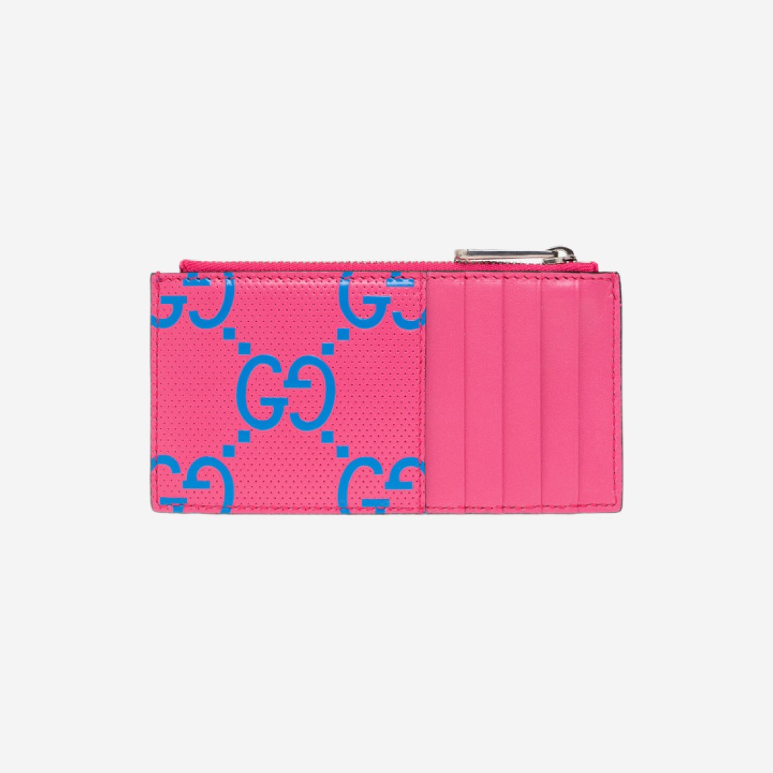 Gucci GG Embossed Zip Card Case Fuchsia Blue 상세 이미지 2