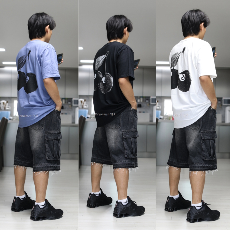 Stussy Cherries T-Shirt White, Stussy Cherries T-Shirt Black 착용 스타일