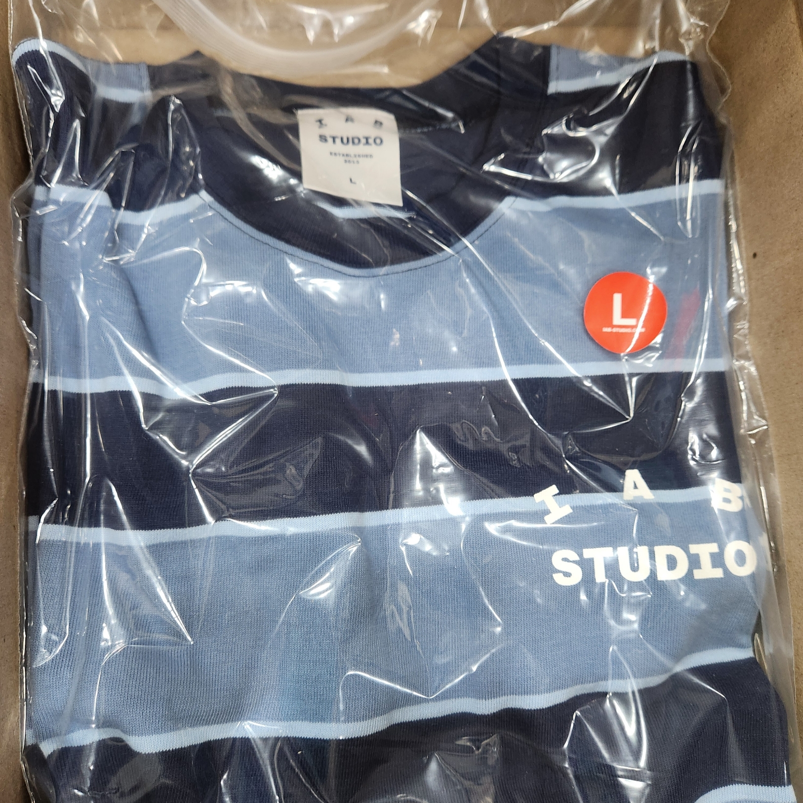IAB Studio Striped T-Shirt Blue White 착용 스타일