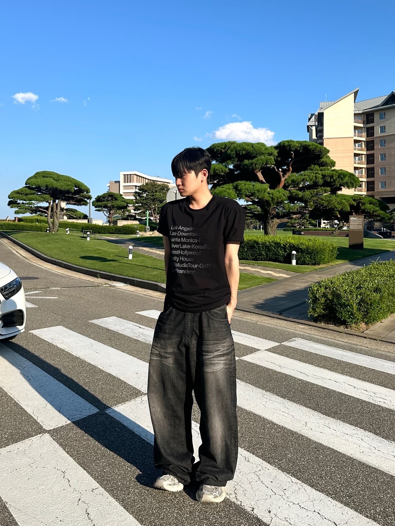 Millo Archive Faded Los Angeles T-Shirts Black 착용 스타일 - 1