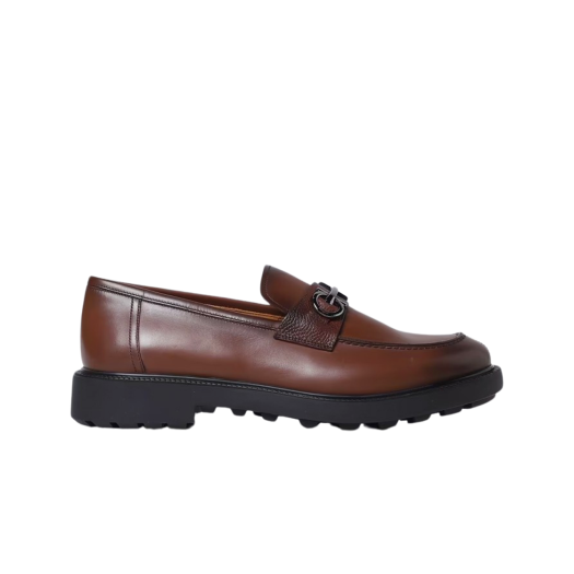 Ferragamo Moccasin with Gancini Ornament Cacao - D
