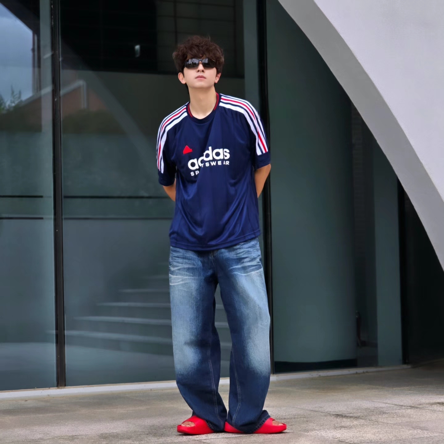 Adidas House of Tiro Nations Pack T-Shirt Team Navy Blue 2 - KR Sizing, Samsung Galaxy Watch6 44mm LTE Silver (Korean Ver.) 착용 스타일 - 4