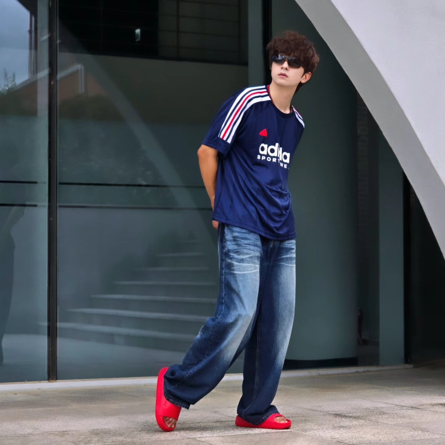 Adidas House of Tiro Nations Pack T-Shirt Team Navy Blue 2 - KR Sizing, Samsung Galaxy Watch6 44mm LTE Silver (Korean Ver.) 착용 스타일 - 5