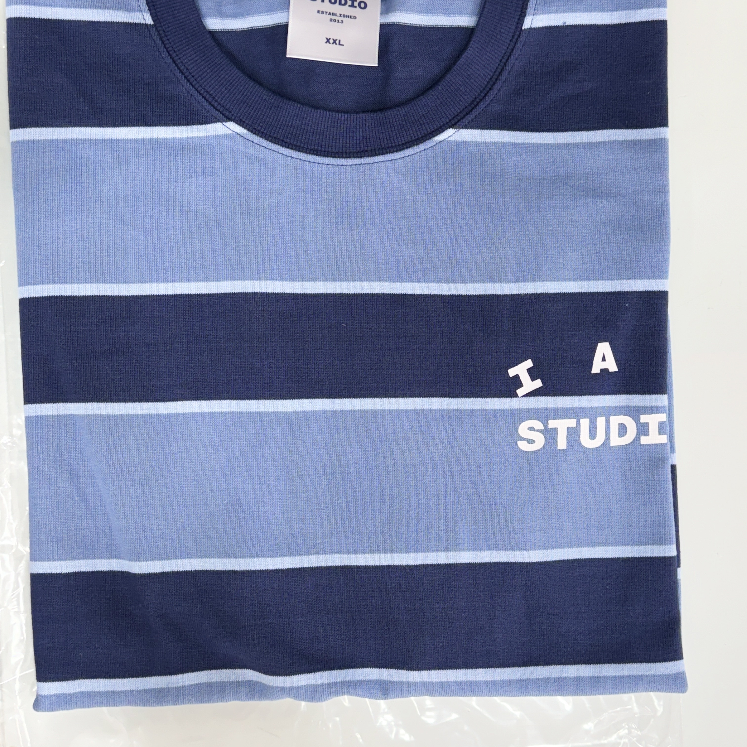 IAB Studio Striped T-Shirt Blue White 착용 스타일