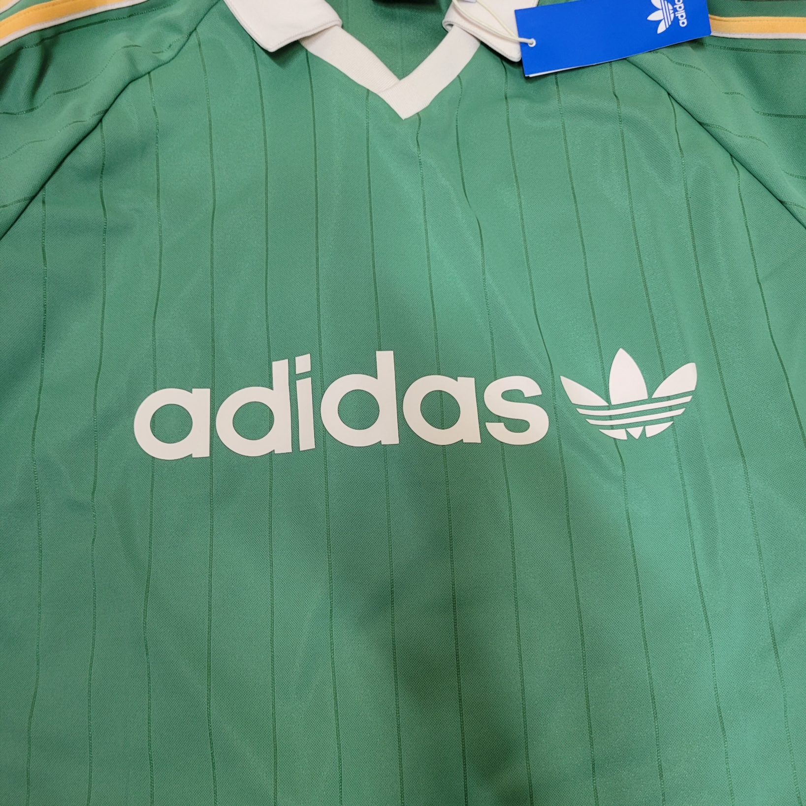 Adidas Pinstripe Jersey Preloved Green - KR Sizing 착용 스타일