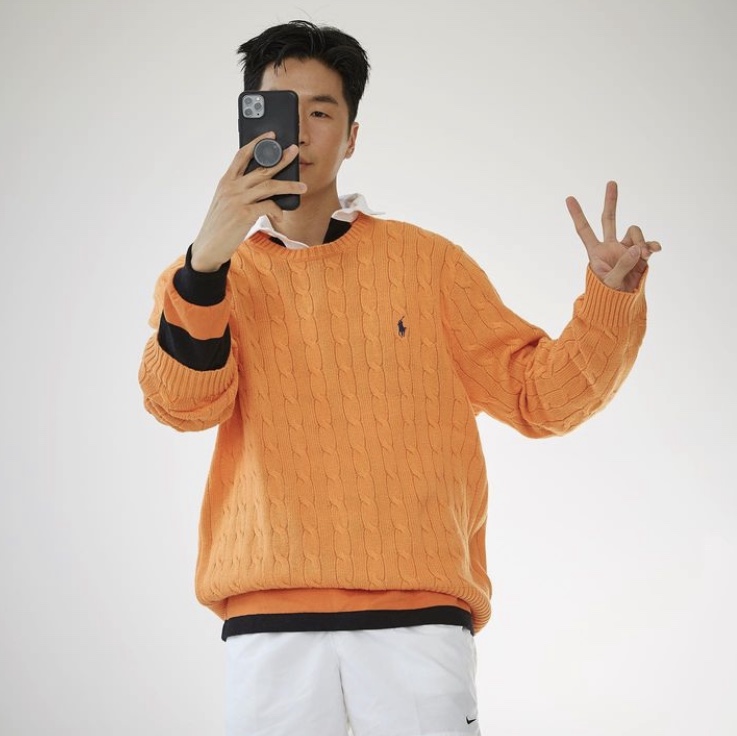 [30%적립] Polo Ralph Lauren Cable Knit Cotton Sweater Grey, [30%적립] Polo Ralph Lauren Cable Knit Wool Cashmerer Sweater Hunter Navy 착용 스타일 - 3