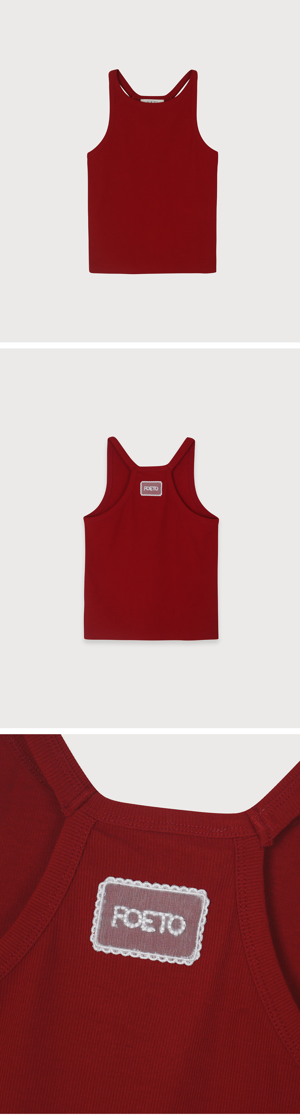 [예약 배송] FOETO Lace Halter Neck Sleeveless Red 상세 이미지 5