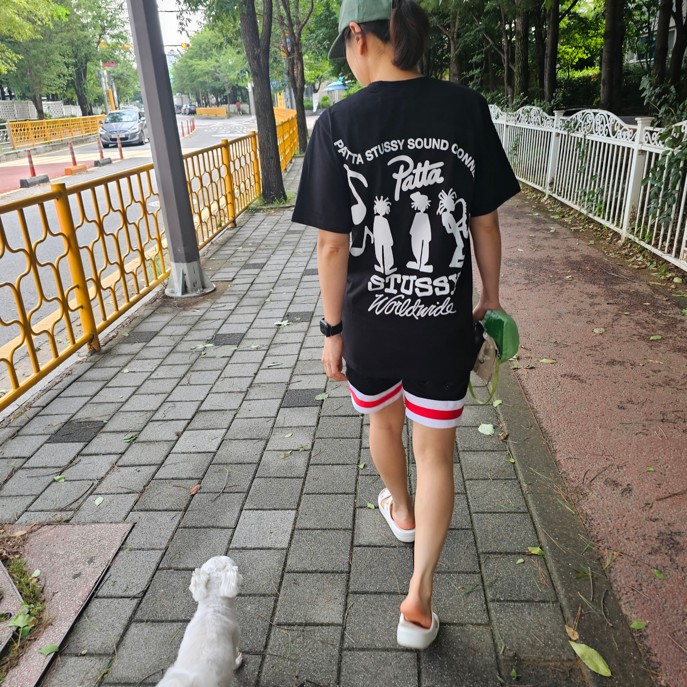 Stussy x Patta Sound Connection T-Shirt White, Stussy x Patta Sound Connection T-Shirt Black 착용 스타일 - 3