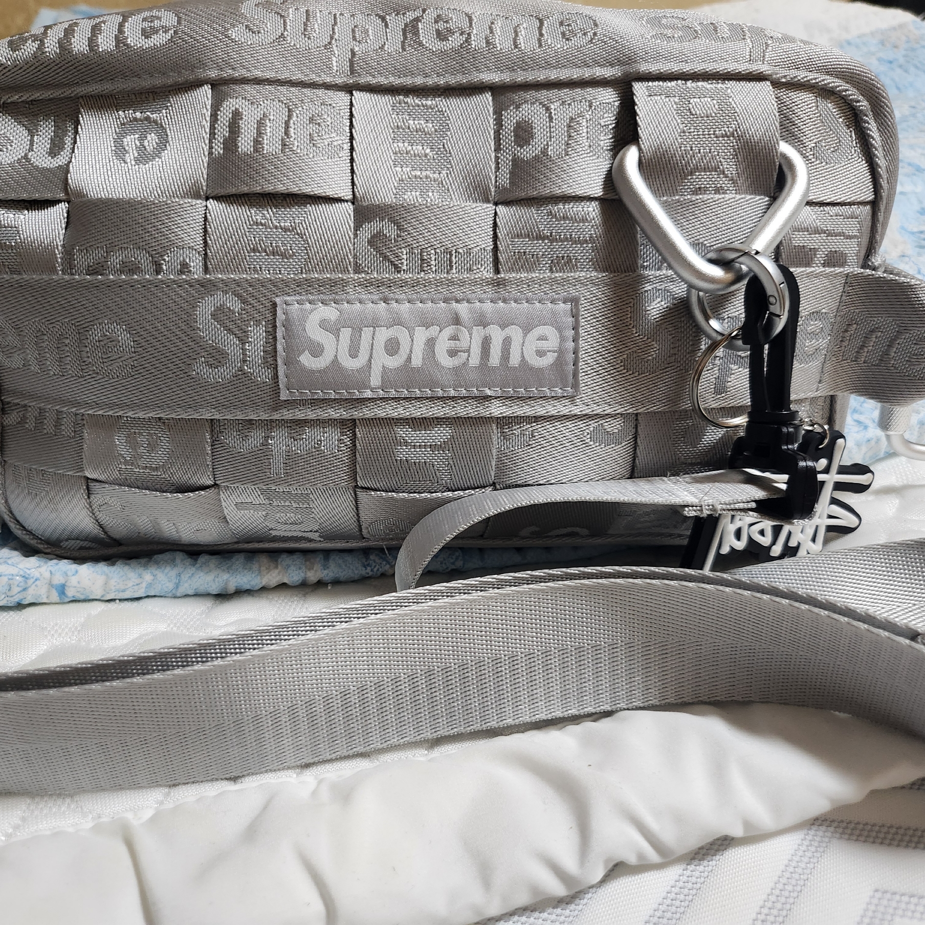 Supreme Woven Utility Bag Grey - 24SS, Nike x Stussy Air Penny II Black 착용 스타일 - 1