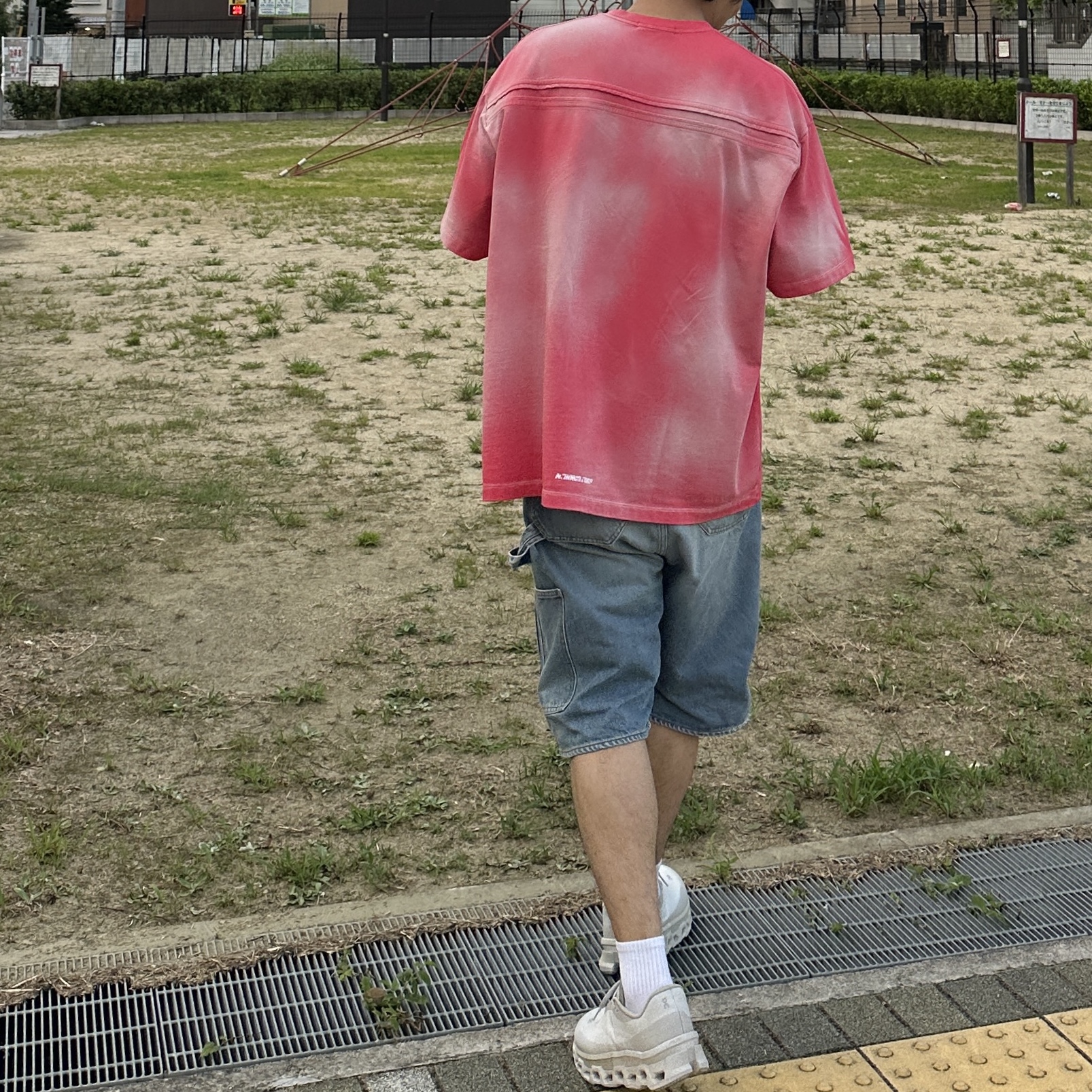 On Running x Post Archive Faction (Paf) Cloudmonster 2 Moondust Chalk, Kapital 14 oz. Denim Short Pants Studs Remake Indigo (Processing) 착용 스타일 - 2