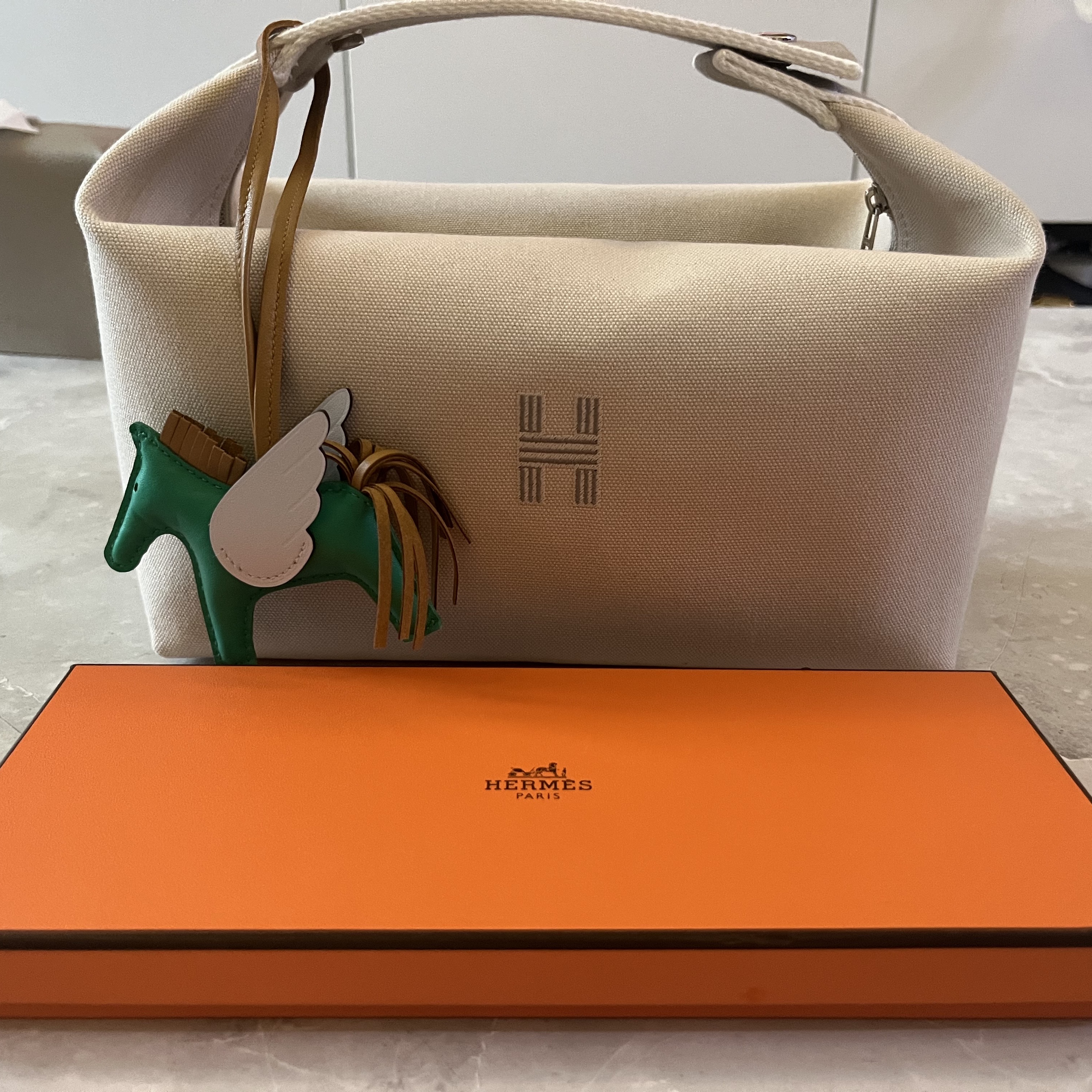 Hermes Large Bride-A-Brac Case Canvas & Naturel 착용 스타일