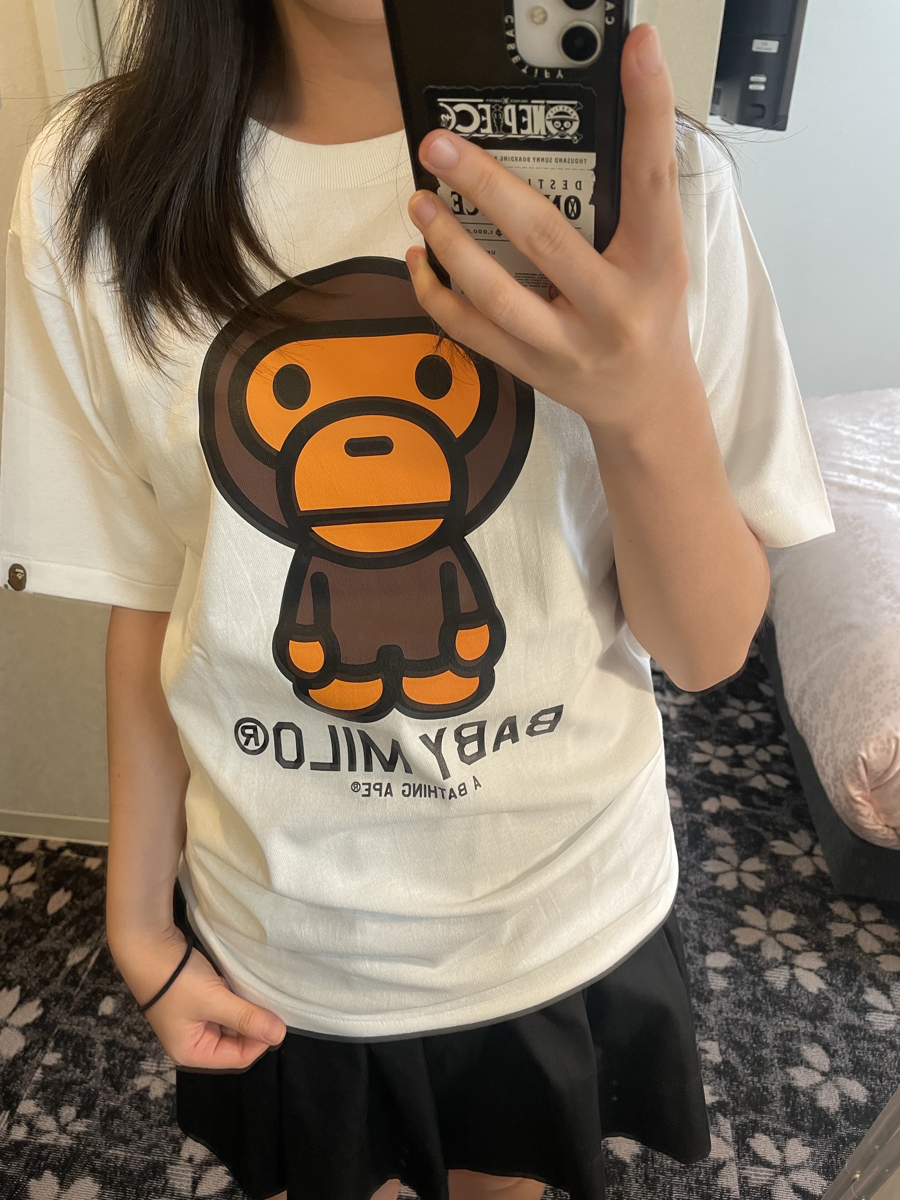 BAPE Baby Milo T-Shirt White 착용 스타일 - 3