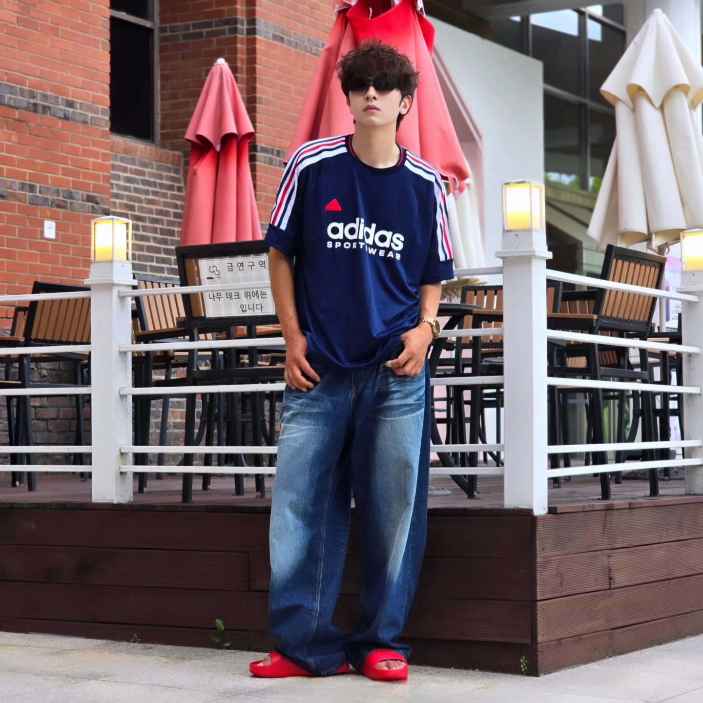 Adidas House of Tiro Nations Pack T-Shirt Team Navy Blue 2 - KR Sizing, Samsung Galaxy Watch6 44mm LTE Silver (Korean Ver.) 착용 스타일 - 3