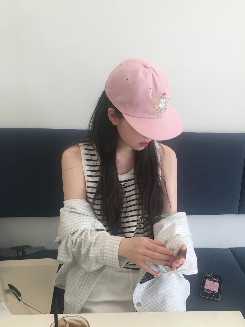 Allincomplete ALCP High School Cap Mute Pink 착용 스타일