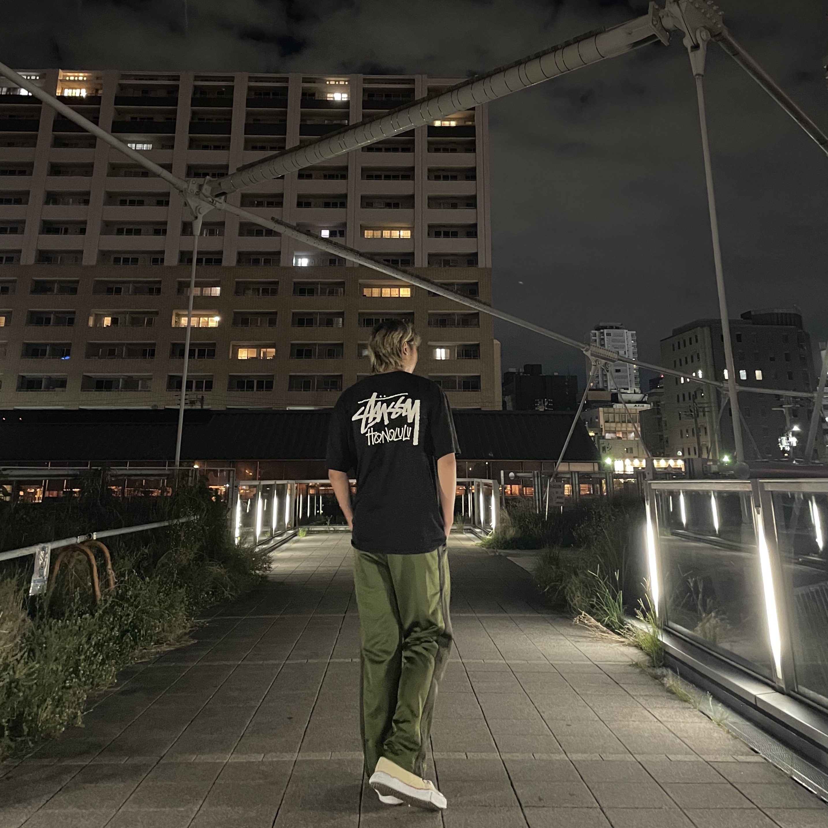 Needles Track Pants Poly Smooth Olive, Stussy Stock Honolulu T-Shirt Black 착용 스타일