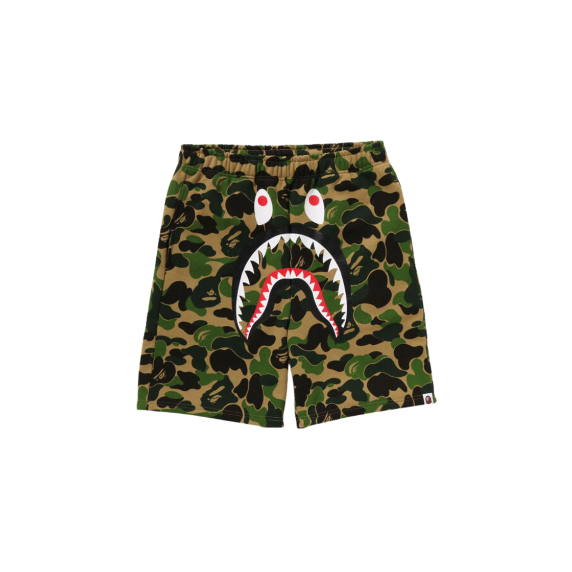 BAPE ABC Camo Shark Sweat Shorts Army Green 상세 이미지 1