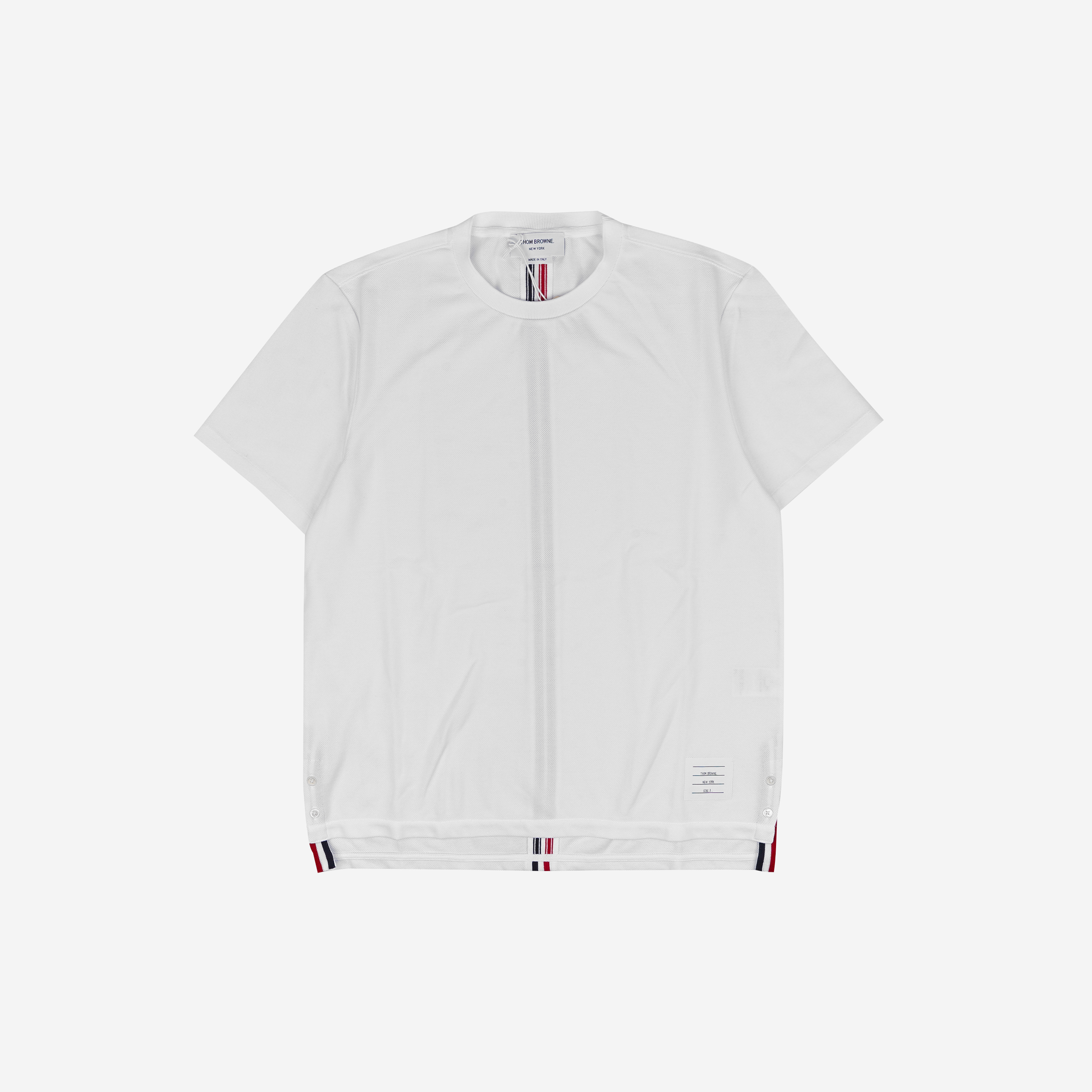 Thom Browne Cotton Pique Center Back Stripe Relaxed Fit T-Shirt White