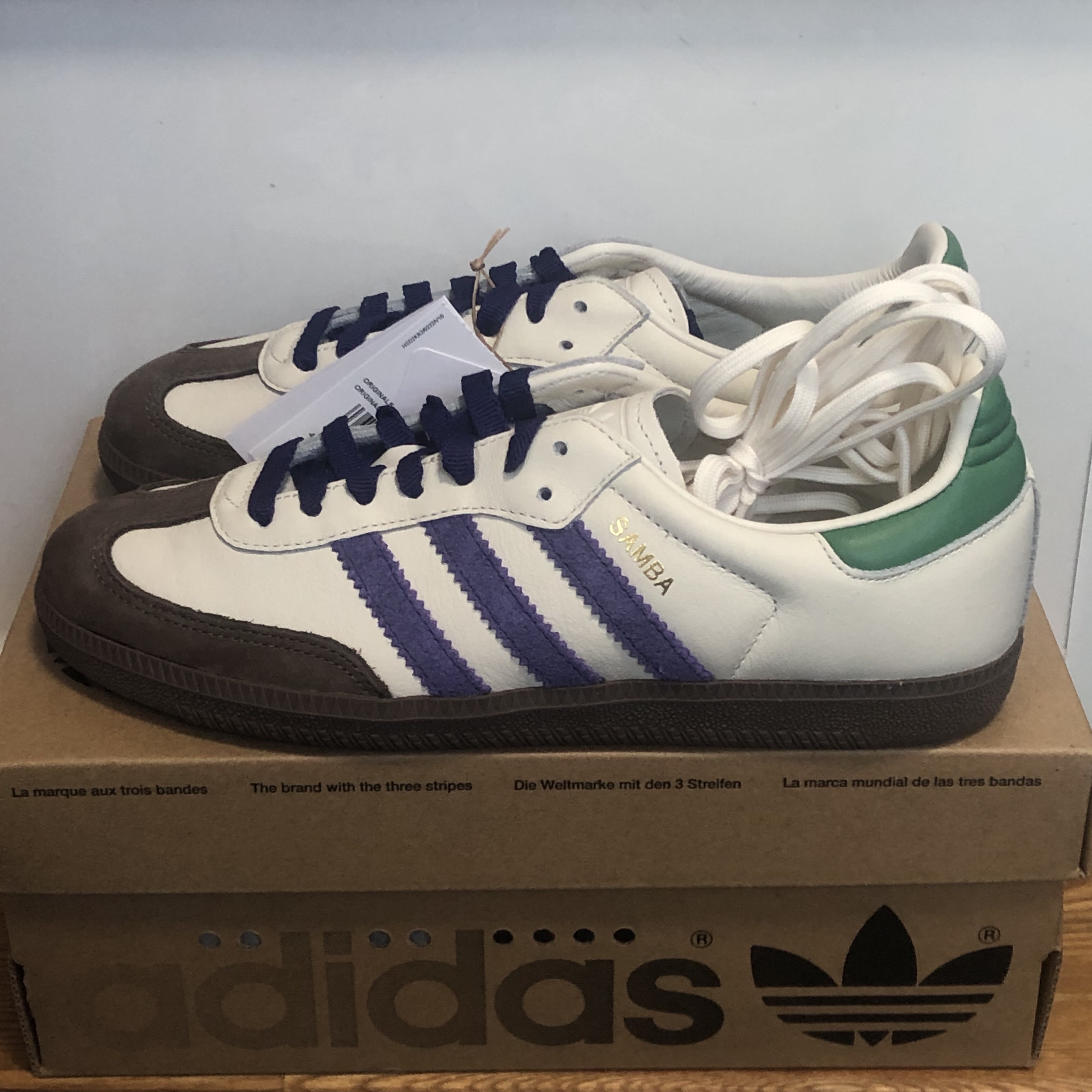 (W) Adidas Samba OG Off White Collegiate Purple 착용 스타일