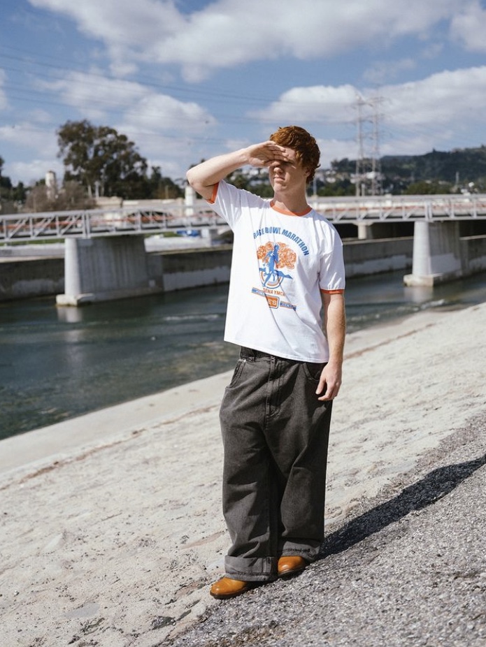 Wild Donkey Women Marathon T-Shirt Strong Washed White Red 착용 스타일 - 1