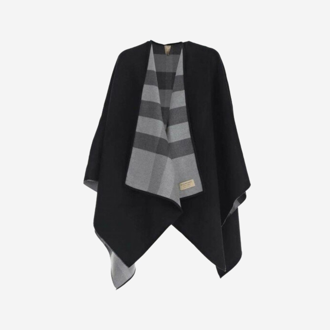 (W) Burberry Reversible Check Merino Wool Poncho Charcoal 상세 이미지 1