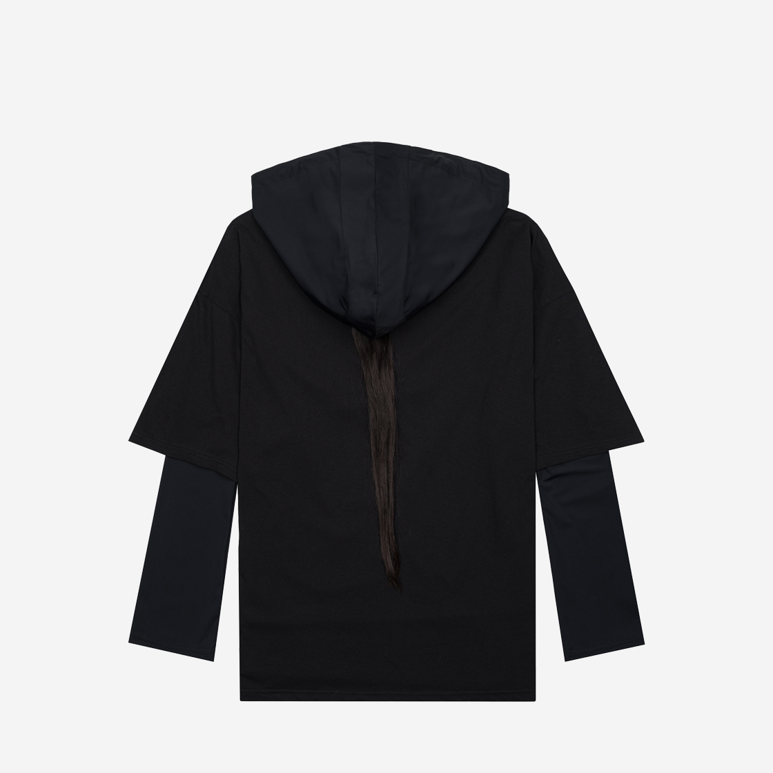 에크라손 헤어레이어드 후드 블랙(Ecrzn Hair Layered Hood-T Black) - 2