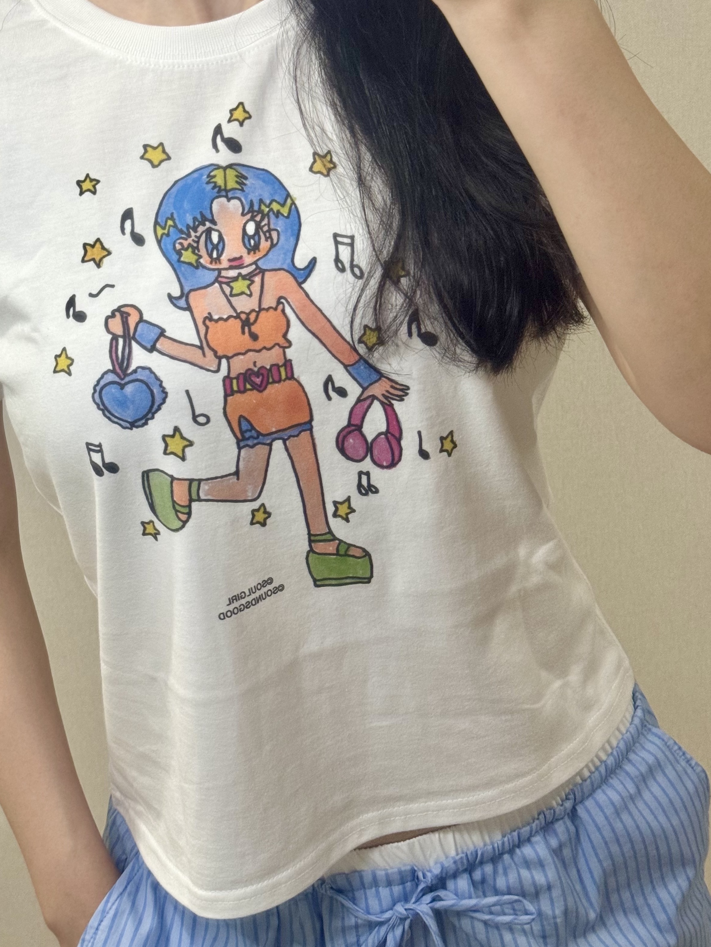 (W) Soulpussycat Soulgirl Loves Music T-Shirt No. 1 White 착용 스타일