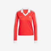 (W) Adidas x Sporty & Rich Long Sleeve Football Jersey White Collegiate Red - KR Sizing