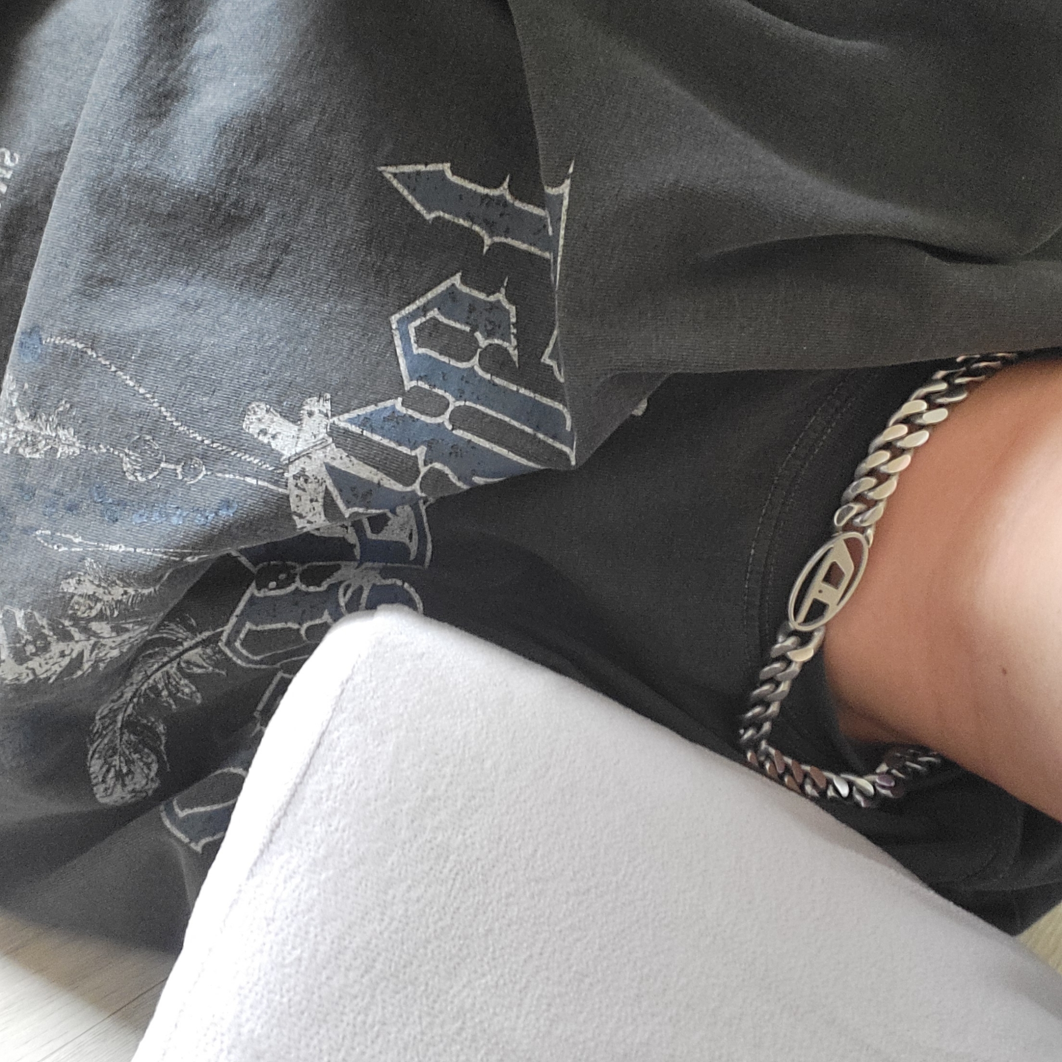 Diesel Dx1433 Stainless Steel Choker Necklace Silver 착용 스타일