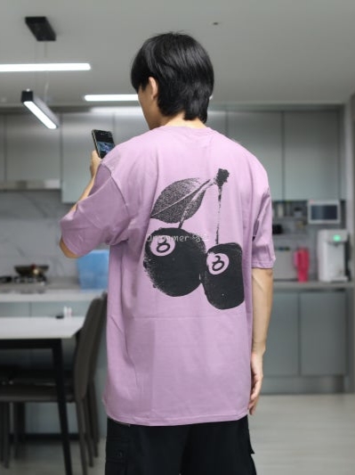 Stussy Cherries T-Shirt Orchid 착용 스타일 - 2