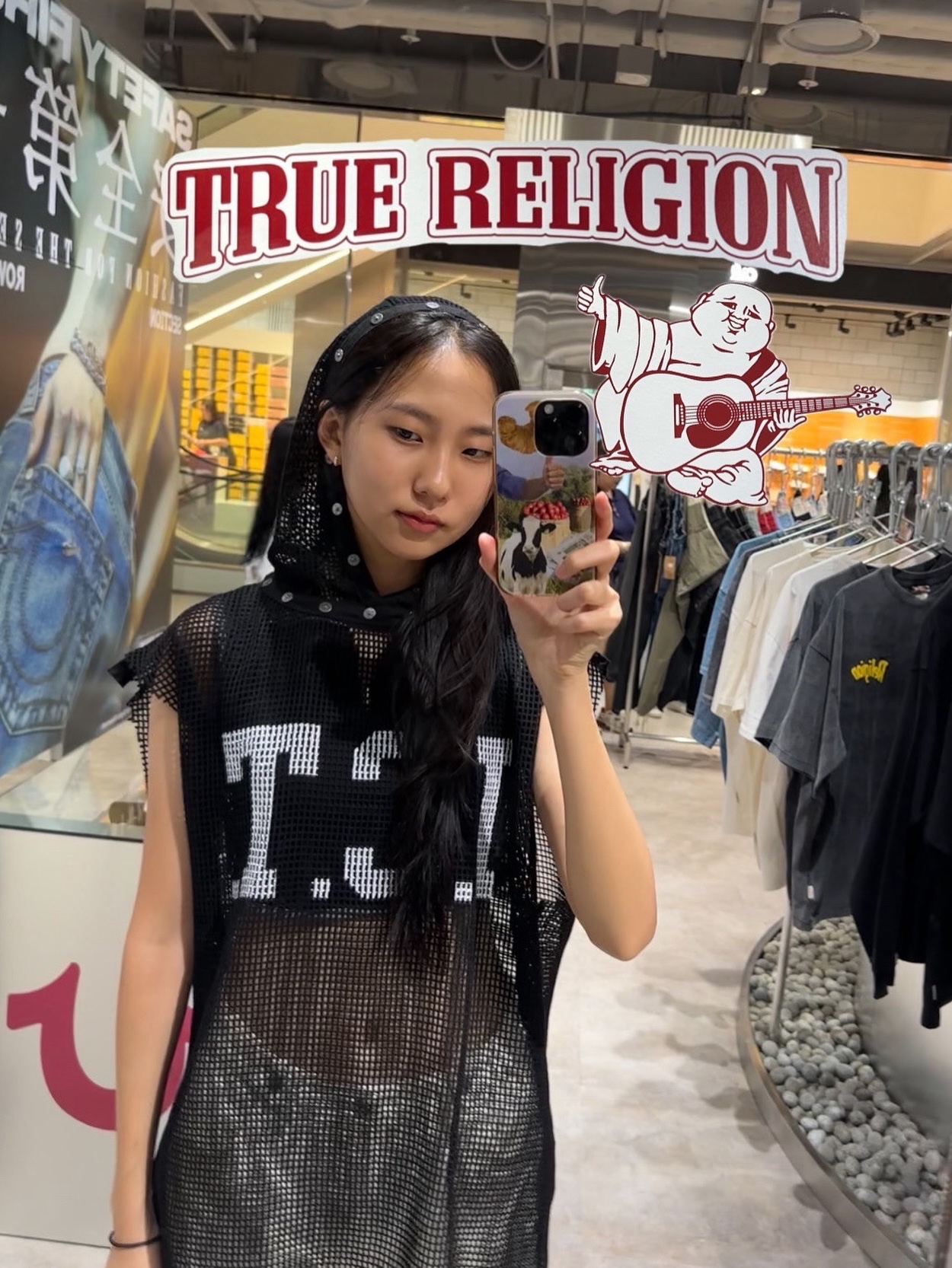 True Religion x Icyto Danger Net Sleeveless Black, Icyto x True Religion Danger Net Sleeveless Black 착용 스타일