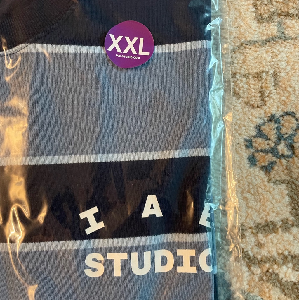 IAB Studio Striped T-Shirt Blue White 착용 스타일 - 2