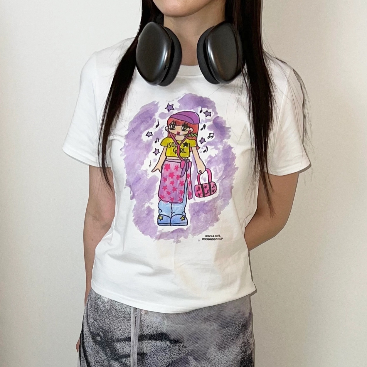 (W) Soulpussycat Soulgirl Loves Music T-Shirt No. 2 White 착용 스타일