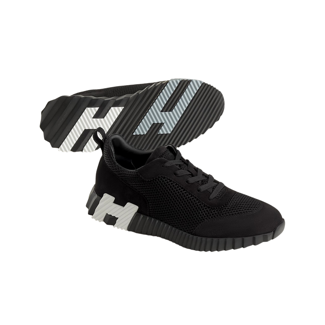 에르메스 바운싱 스니커즈 그래픽 메쉬 스웨이드 고트스킨 & 블랙(Hermes Bouncing Sneakers Graphic Mesh Suede Goatskin & Black) - 3