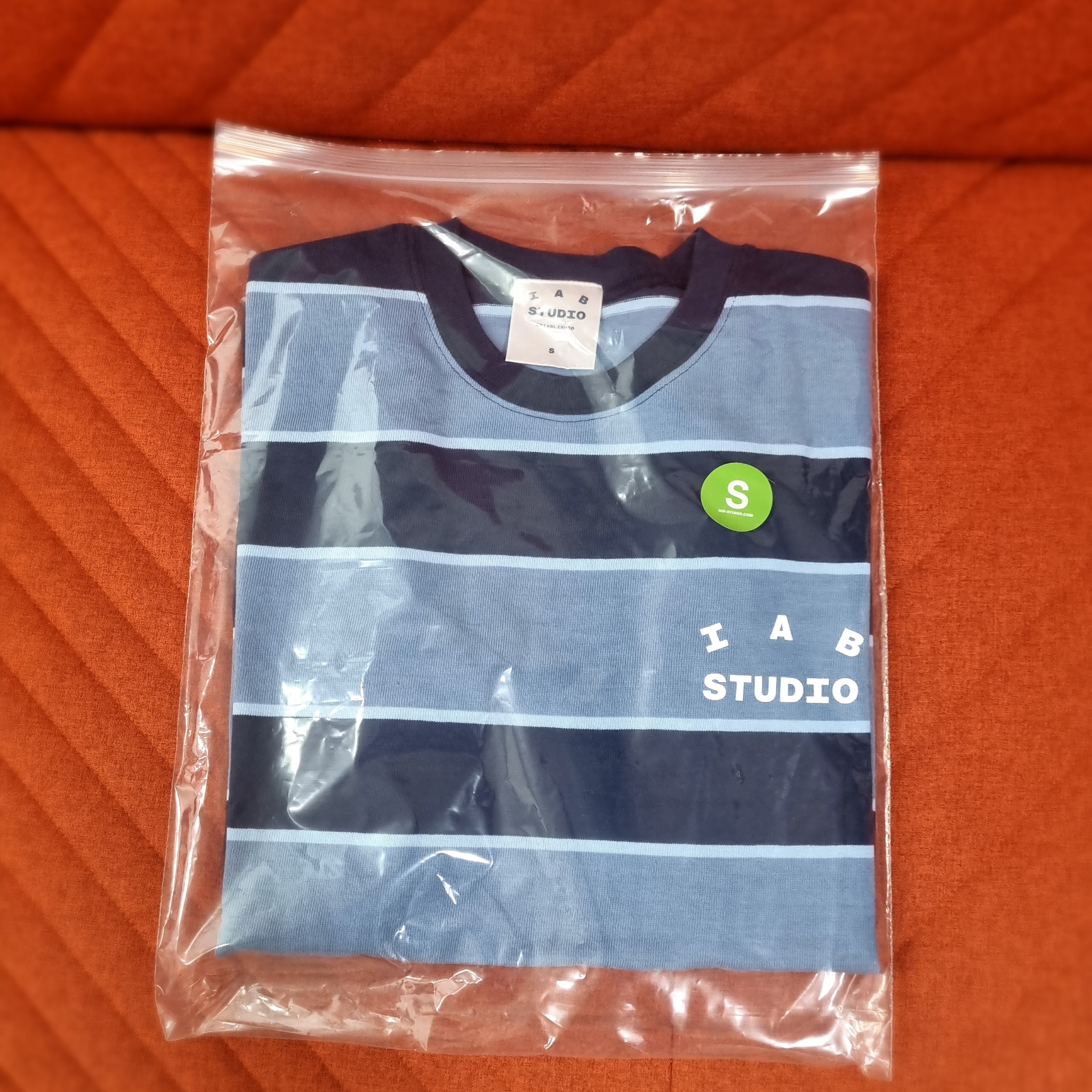 IAB Studio Striped T-Shirt Blue White 착용 스타일