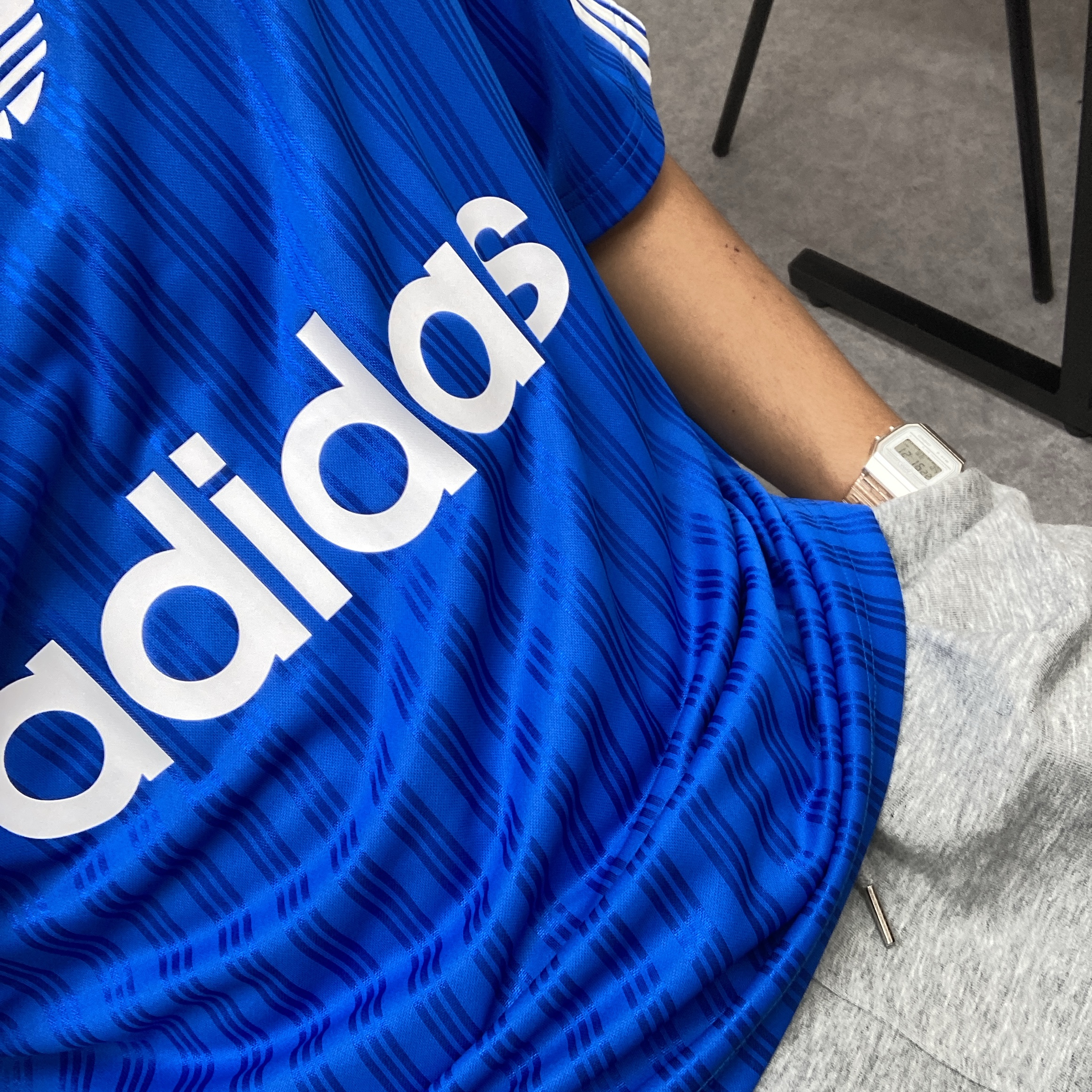Adidas Adicolor T-Shirt Blue Bird White - KR Sizing, Casio F-91WS-7DF 착용 스타일
